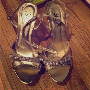 Gold heels, worn once